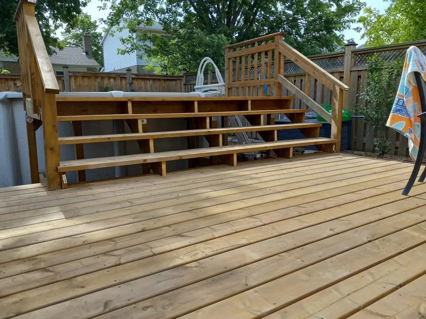 Pool-Side Multi-Level Structural Oasis (Master Decking & Carpentry) completed by Dale in Hamilton Mountain, ON